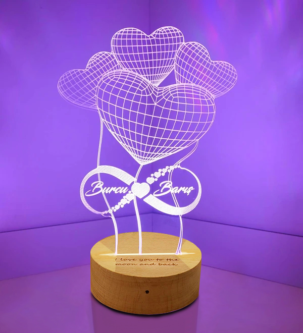 Lampe 3D personnalisée - Cœur